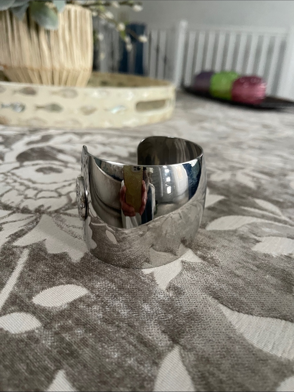 Twisted Silver Wide Cuff Bracelet - Polished Metal Women's Accessory super wide